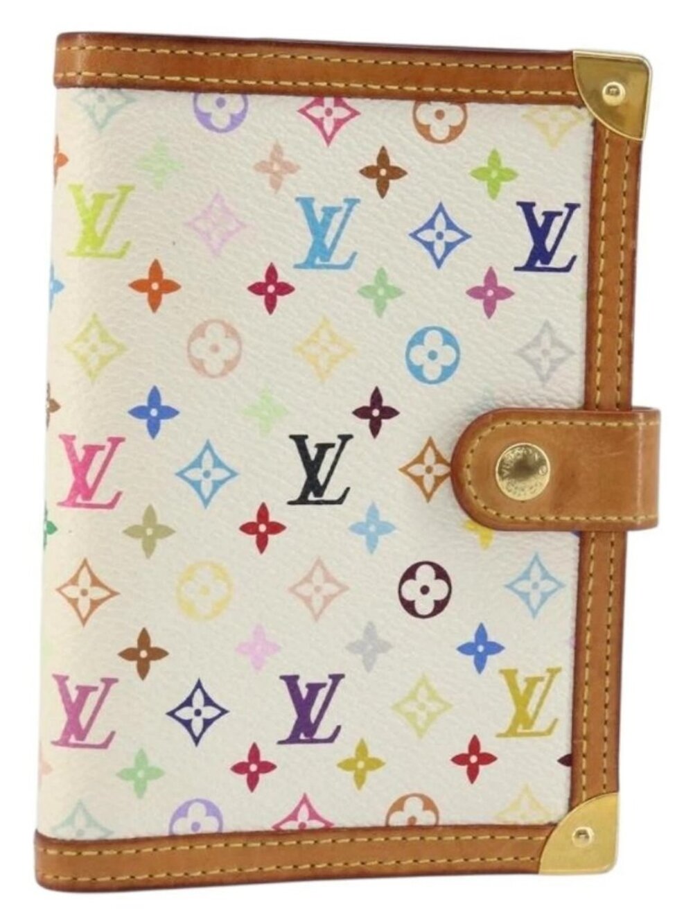 LOUIS VUITTON Multicolor Agenda PM Day Planner Cover White R21074 LV Auth 159474